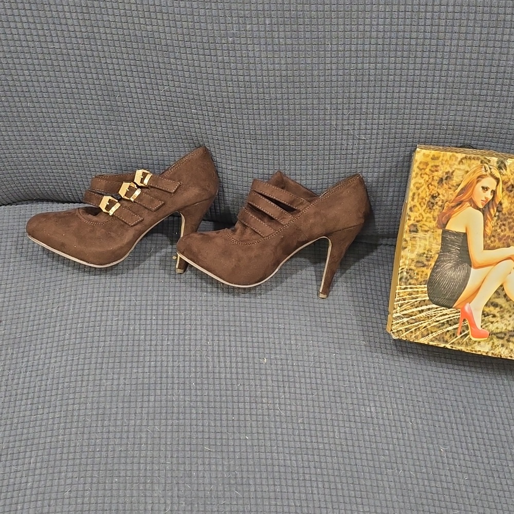 Brown suede material Heels bootie style